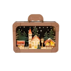 O'malley Kerstdorp<Kerstdorp hout koffer 35x29cm