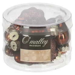 O'malley Kerstballen|Kerstdecoratie<Kersthanger mix 12st. bruin