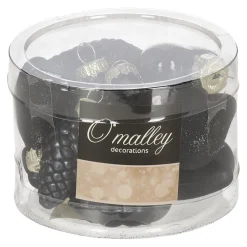 O'malley Kerstballen|Kerstdecoratie<Kersthanger mix 12st. zwart