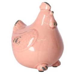 Pasen|Woondecoratie<Kip keramiek 15 cm antiek roze