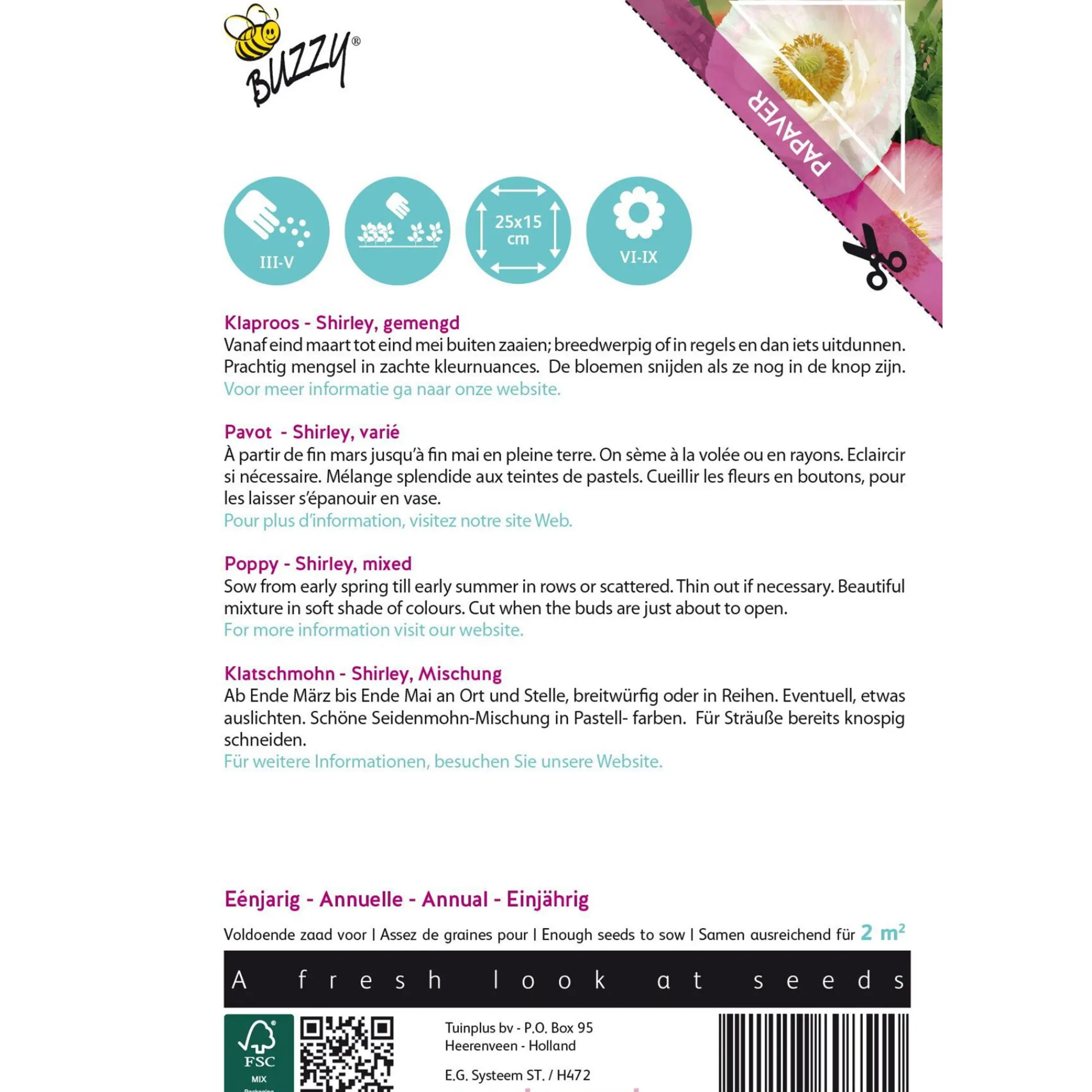 Buzzy Moestuin<Klaproos Shirley mix