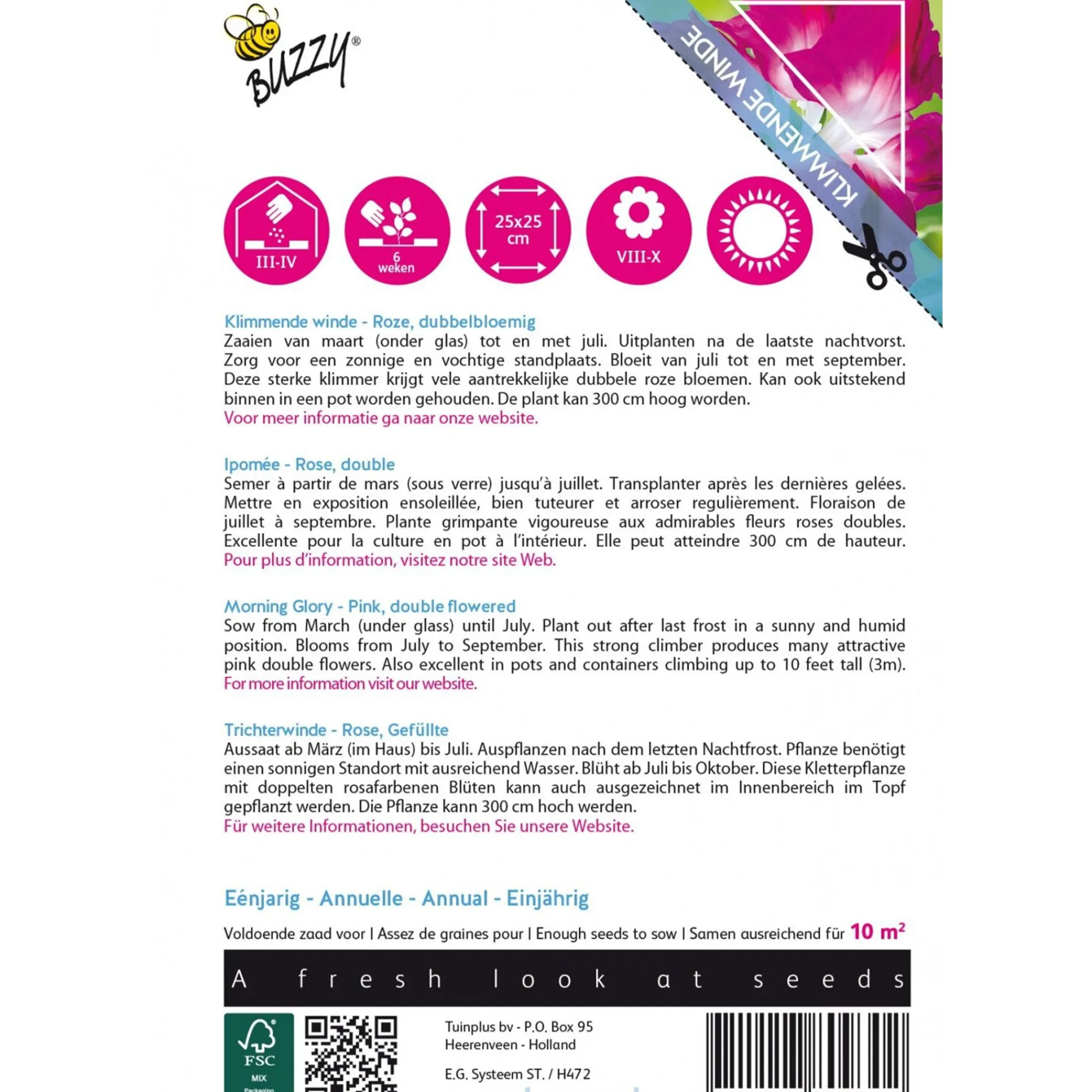 Buzzy Moestuin<Klimmende Winde dubbel rose