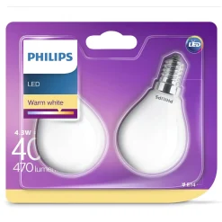 Philips Binnenverlichting<Lamp LED bol mat 40W E14 2st.