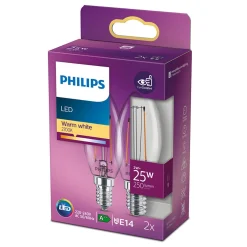 Philips Binnenverlichting<Lamp LED kaars deco 25W E14 2st.