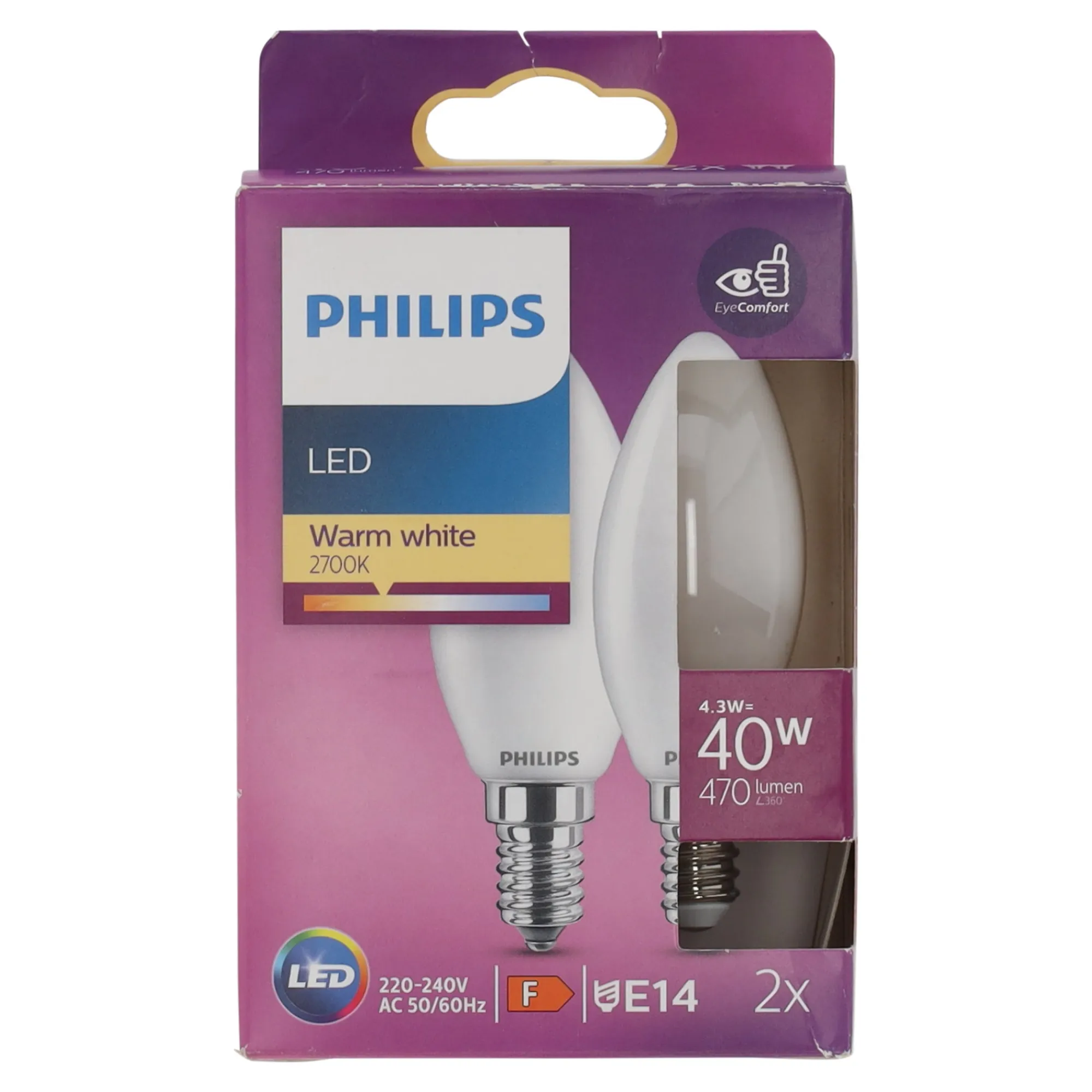 Philips Bouwlampen<Lamp LED kaars 40W E14 duo