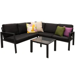 Bois le Duc Loungesets<Loungeset Barberi antraciet met kussens