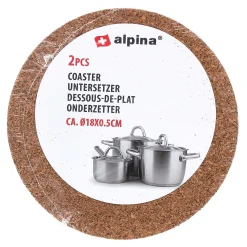 Alpina Koken & Tafelen<Onderzetter kurk 18 cm 2st.