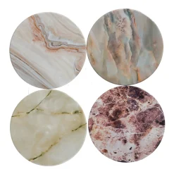 Natural Collections Koken & Tafelen<Onderzetter rond marble 10 cm 6 assorti
