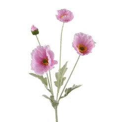 Everlands Kunstplanten En Kunstbloemen<Papaver roze 63 cm