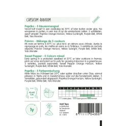 Horti Tops Moestuin<Paprika 5 kleuren zaad