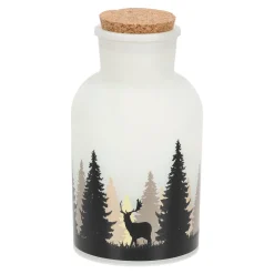 Kerstverlichting|Kerstdecoratie<Pot glas met print LED 10 x 20 cm