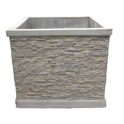 Mega Collections Tuindecoratie<Pot Jambi Slate cube grey 20 cm