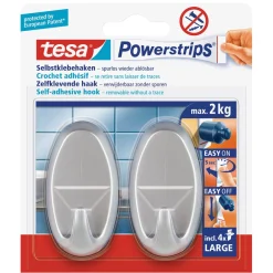 Tesa Bouw<Powerstrips haak L ovaal chroom