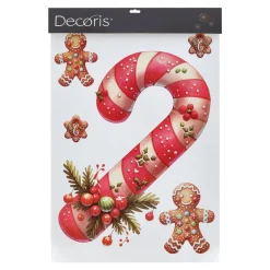 Decoris Kerstdecoratie<Raamsticker candycane 70x50cm