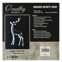 O'malley Kerstverlichting|Kerstdecoratie<Rendier infinity 68 cm