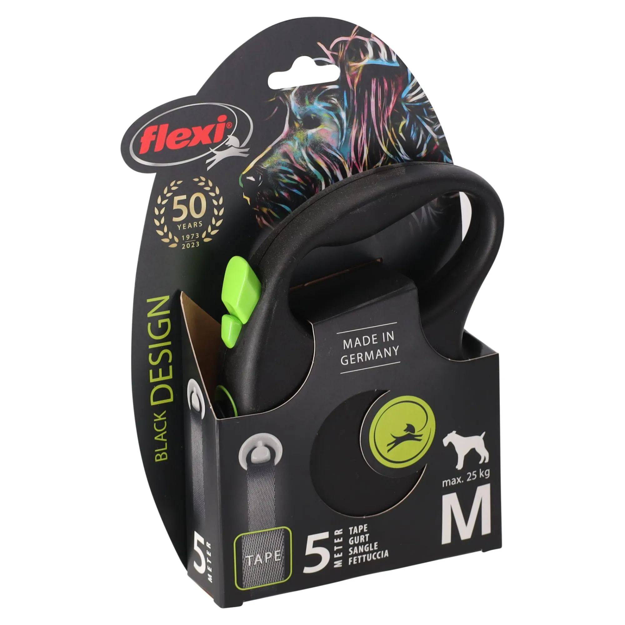 Flexi Hondenriem<Rollijn black dsgn tape M 5M groen