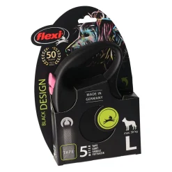 Flexi Hondenriem<Rollijn black dsgn tape M 5M roze