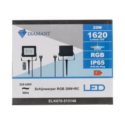 Diamant Bouwlampen<Schijnwerper RGB 20W