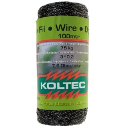 Koltec Afrastering<Schrikdraad 3x12 RVS 100M zwart