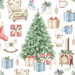 Duni Kerstdecoratie<Servet 33 x 33 cm Tree and Gift