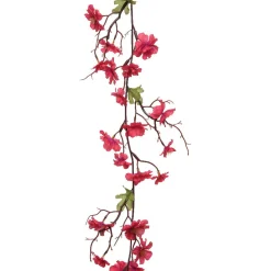 Everlands Kunstplanten En Kunstbloemen<Slinger bloesem rood 187 cm