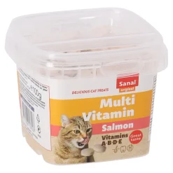 Sanal Kattensnoepjes<Snack kat multi vitamin salmon bites 100g