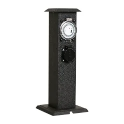 Diamant Buitenverlichting|Buitenverlichting<Sokkel tuincontact + timer 2x230V NL