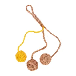Friendly Pet Kattenspeeltjes<Speelgoed kat ballen met touw 25 cm bruin/geel