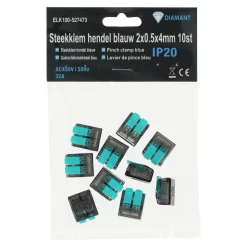 Diamant Installatiemateriaal<Steekklem hendel blauw 2x0.5x4mm 10st