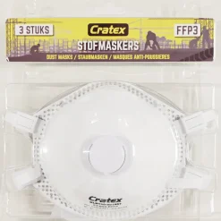 Cratex Pbm<Stofmasker met ventiel FFP3 3 pak