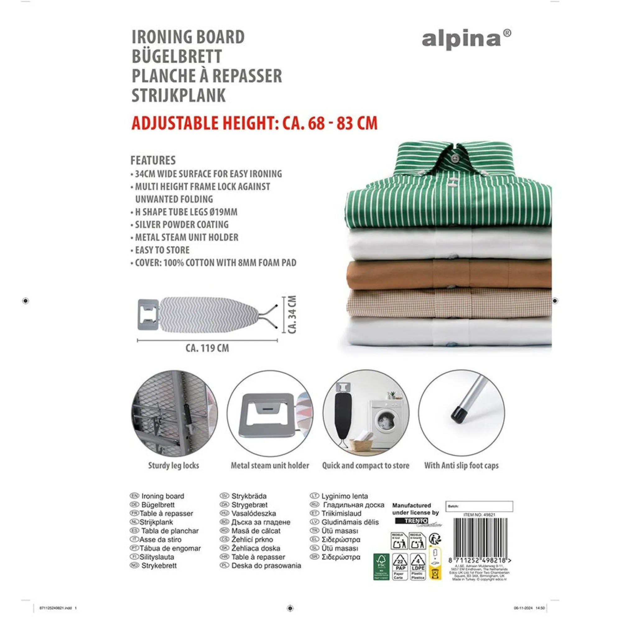 Alpina Wassen En Drogen<Strijkplank 119cm