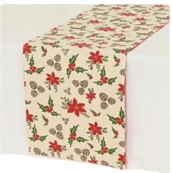 Decoris Kerstdecoratie<Tafelloper 150 x 30 cm rood wit