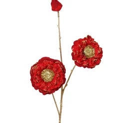 Decoris Kerstdecoratie<Tak bloem rood 74 cm