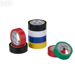 Black&Decker Bouw<Tape isolatie 18mmx5m 8st assorti Black+Decker