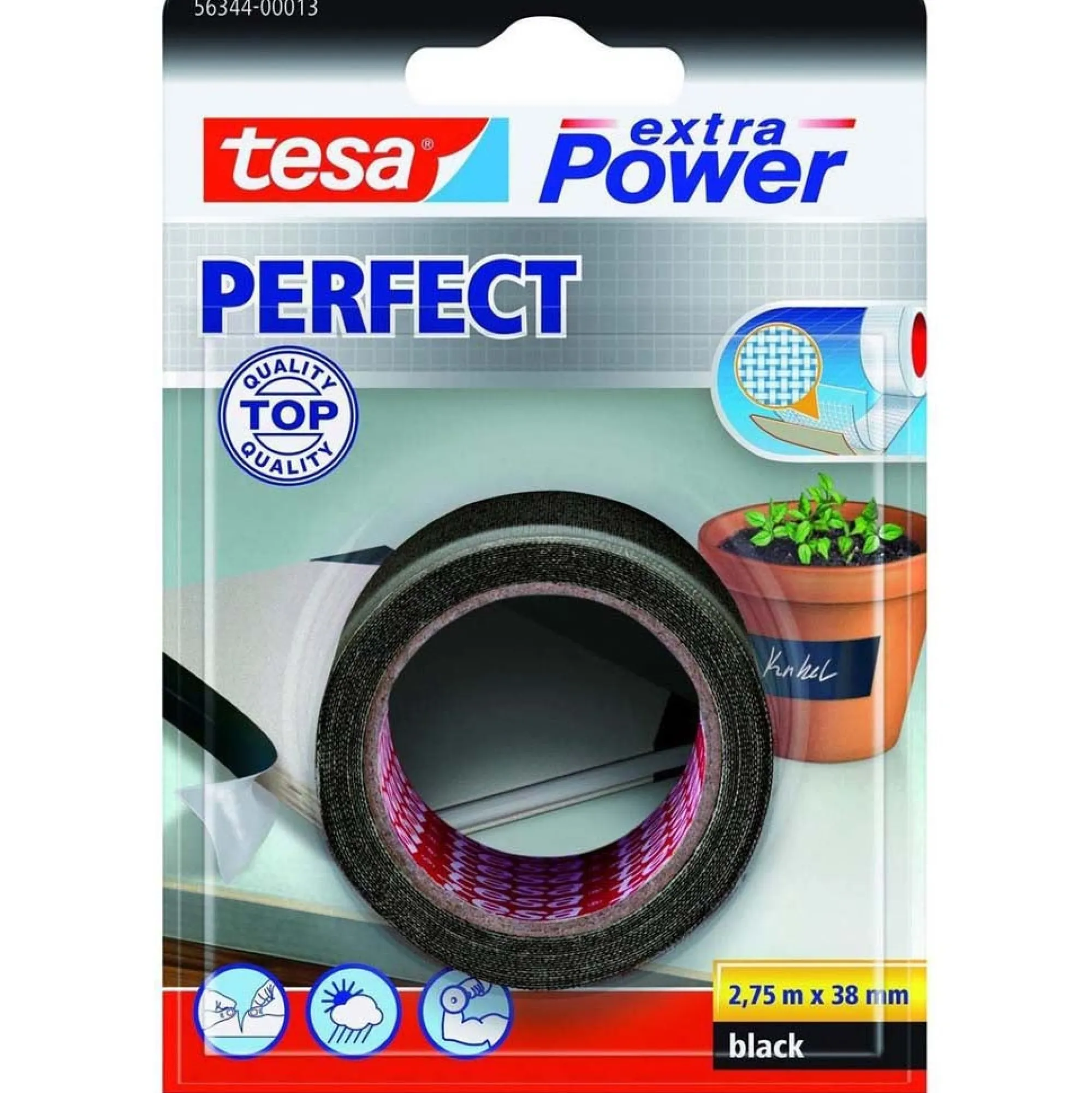 Tesa Bouw<Tape Power Perfect 38mmx2.75M zwart