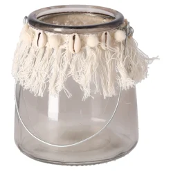 Kaarsen<Theelichth grijs macrame 13 cm