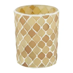 Natural Collections Kaarsen<Theelichthouder glas beige 8 x 8 x 10 cm