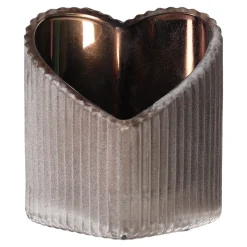Kaarsen<Theelichthouder van glas, hart rustiek 8 cm 4 assorti
