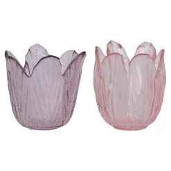 Natural Collections Kaarsen<Theelichthouder van glas met bloemmotief, 7 cm diver...