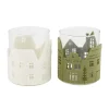 Natural Collections Kerstdecoratie<Theelichthouder vilt dorp 8x10cm