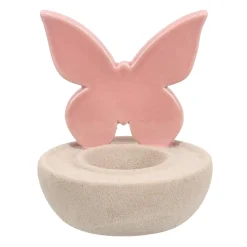 Van Cranenbroek Pasen<Theelichthouder vlinder roze 12cm