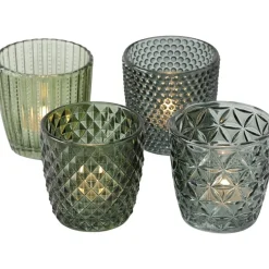 Boltze home Kaarsen<Theelichtouder 8 cm 4st. groen
