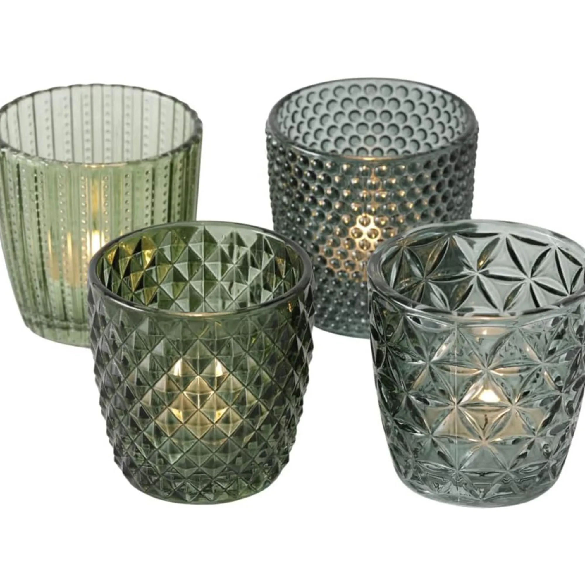 Boltze home Kaarsen<Theelichtouder 8 cm 4st. groen