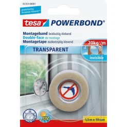 Tesa Bouw<Transparante montage tape 19mmx1.5M