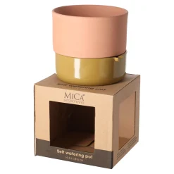 Mica Decorations Woondecoratie<Venna selfwatering planter oker 14 x 16 cm