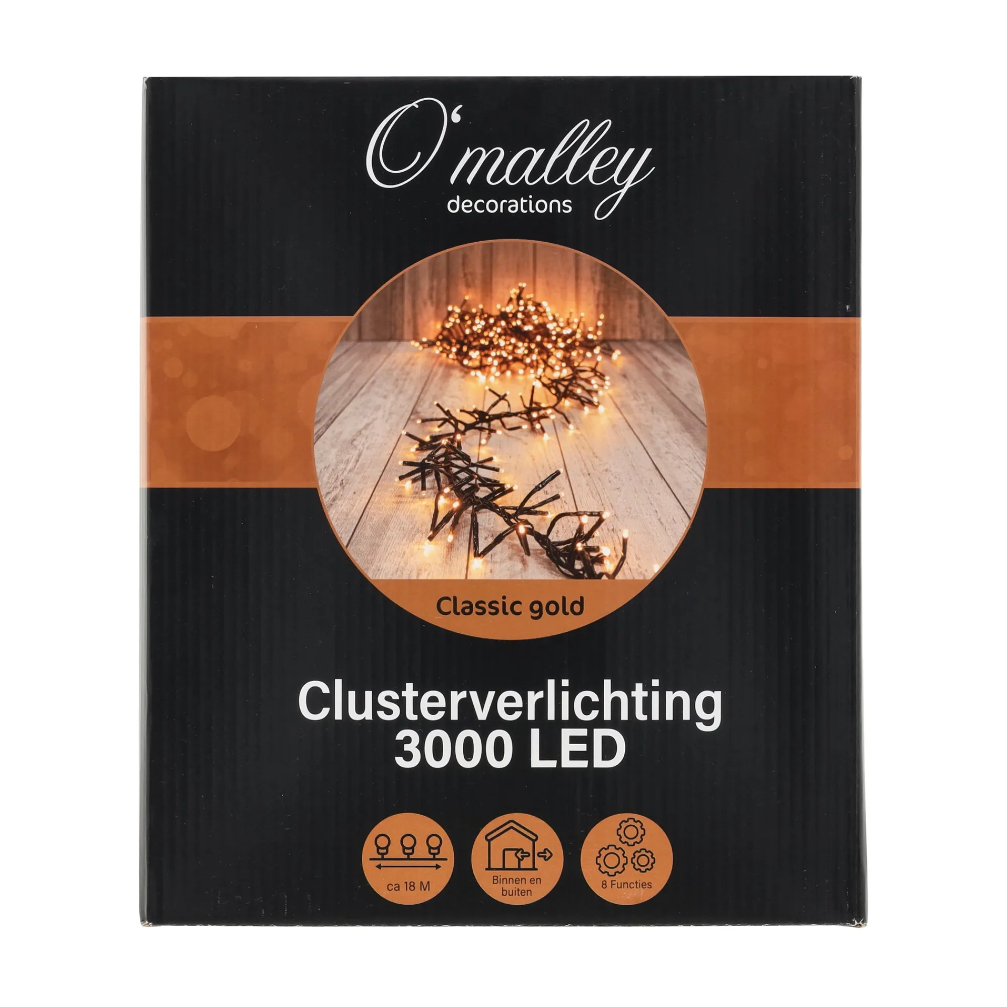 O'malley Kerstverlichting<Verlichting cluster 3000 LED classic gold
