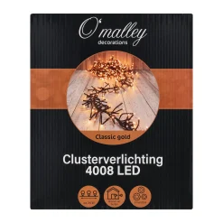 O'malley Kerstverlichting<Verlichting cluster 4008 LED classic gold