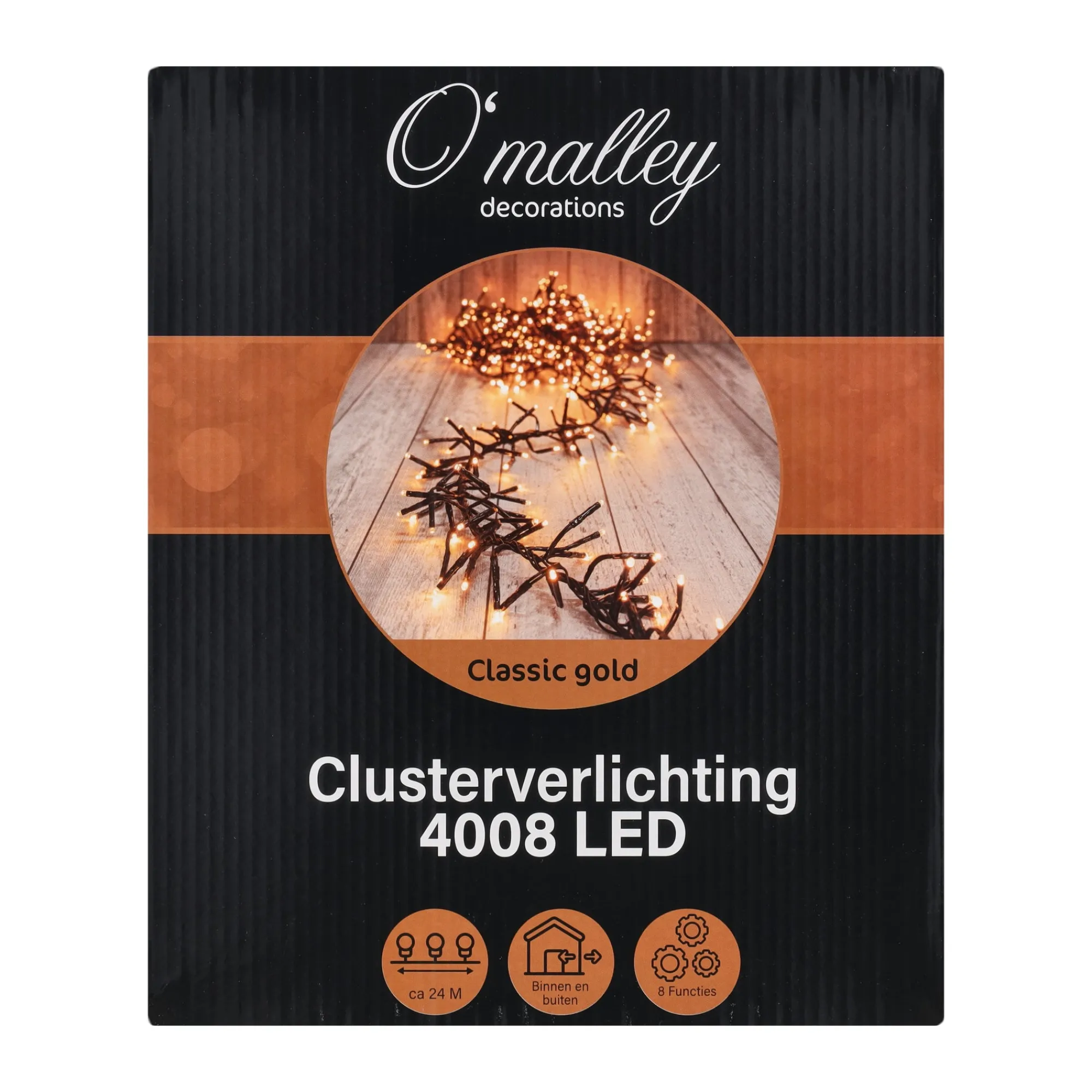 O'malley Kerstverlichting<Verlichting cluster 4008 LED classic gold
