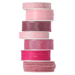 Decoris Woondecoratie<Verpakkingslint 4 meter roze mix, 10 stuks
