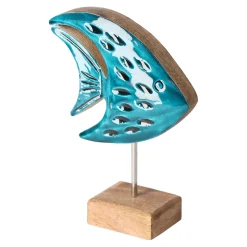 Natural Collections Woondecoratie<Vis op voet 18 cm blauw